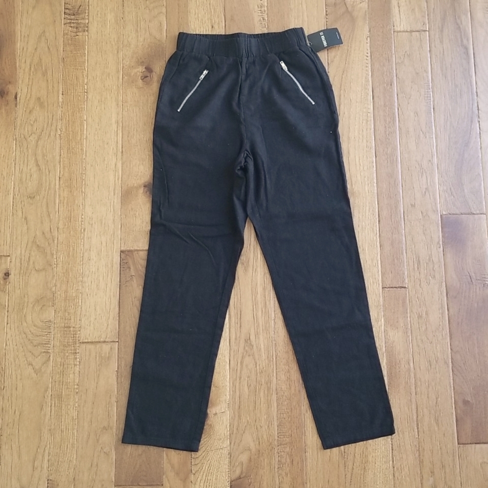 New, Black Linen High Rise Pants from Forever 21, with elastic waist